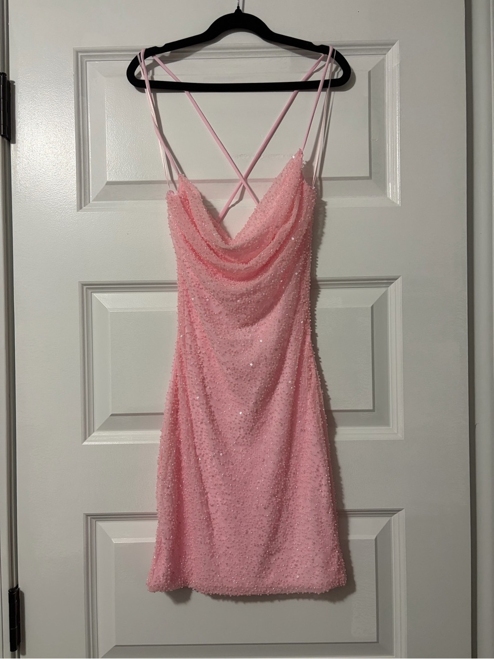Windsor Pink Sequin Cowl Mini Dress
